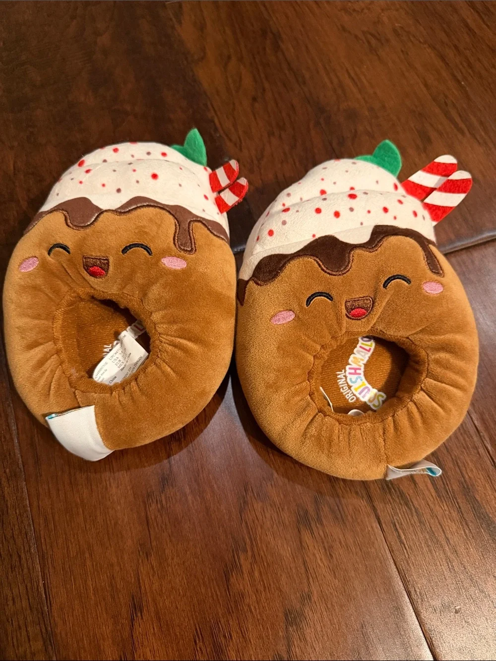 Squishmallows Brown, White & Red Cupcake Plush Kids Slippers